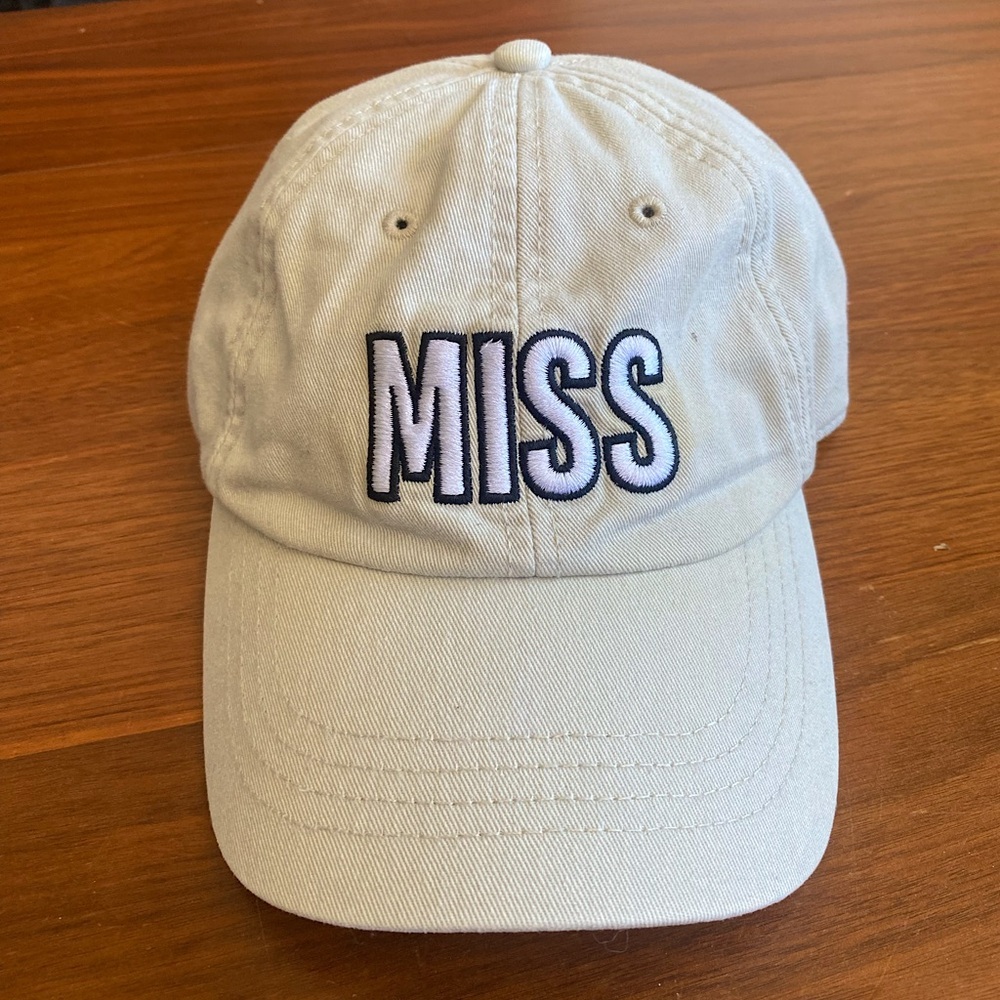 MISS Embroidered Kids Baseball Cap - Cream
